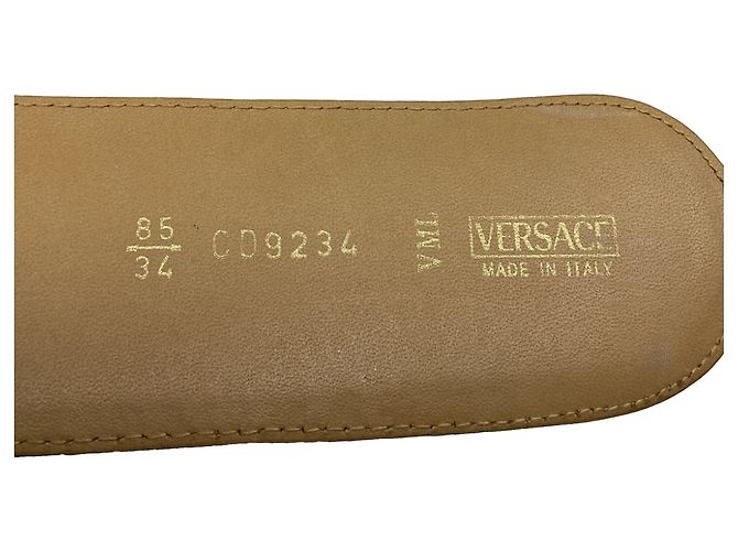 Cinto Versace com fivela Medusa em couro dourado metálico - vista 5