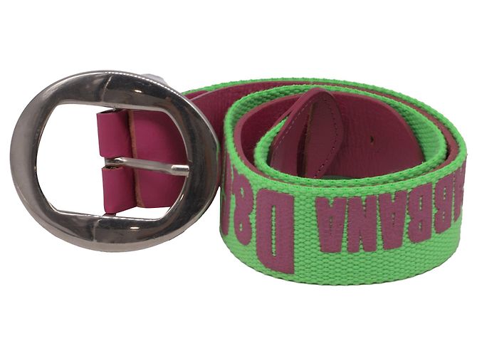 Cintura con fibbia logo Dolce & Gabbana in cotone multicolore - vista 2