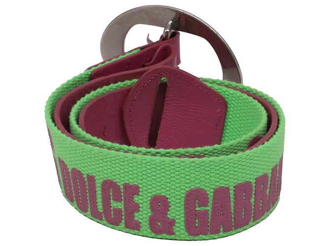 Cintura con fibbia logo Dolce & Gabbana in cotone multicolore - vista 3