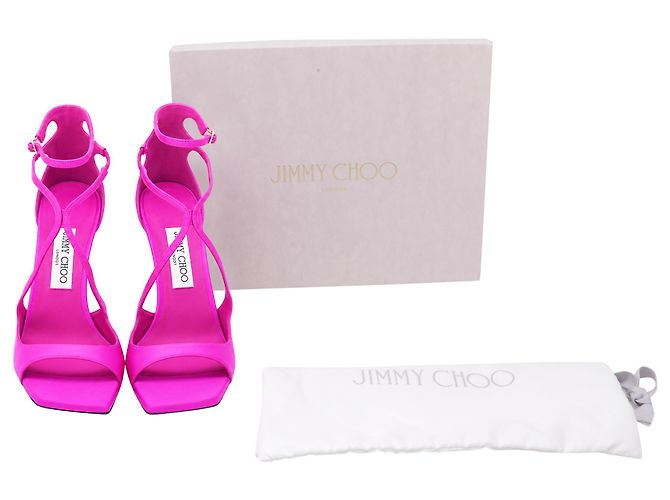 Tacchi Azia Jimmy Choo in raso rosa Marrone - vista 6