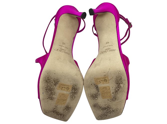Tacchi Azia Jimmy Choo in raso rosa Marrone - vista 8