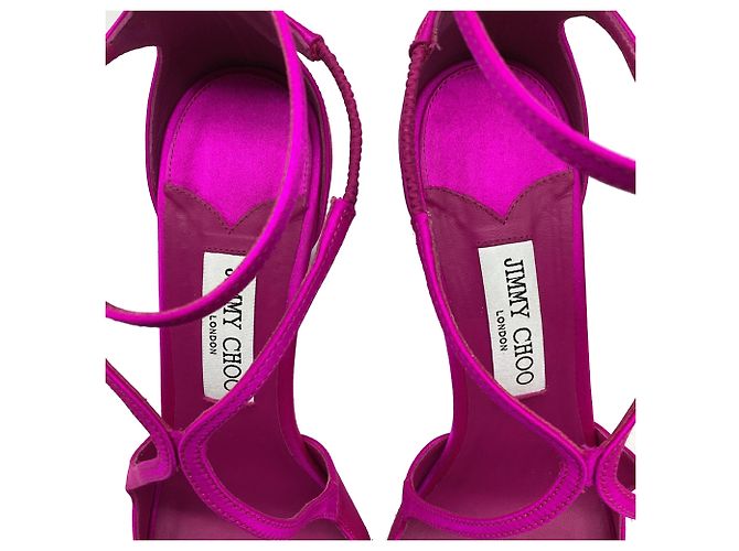 Tacchi Azia Jimmy Choo in raso rosa Marrone - vista 9