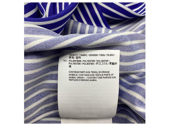 Balenciaga gestreifte Bluse mit Bindehals aus blauem Polyester - Ansicht 5