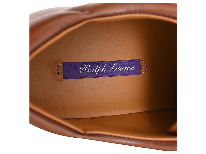 Sneakers basse Ralph Lauren Purple Label in pelle marrone - vista 11