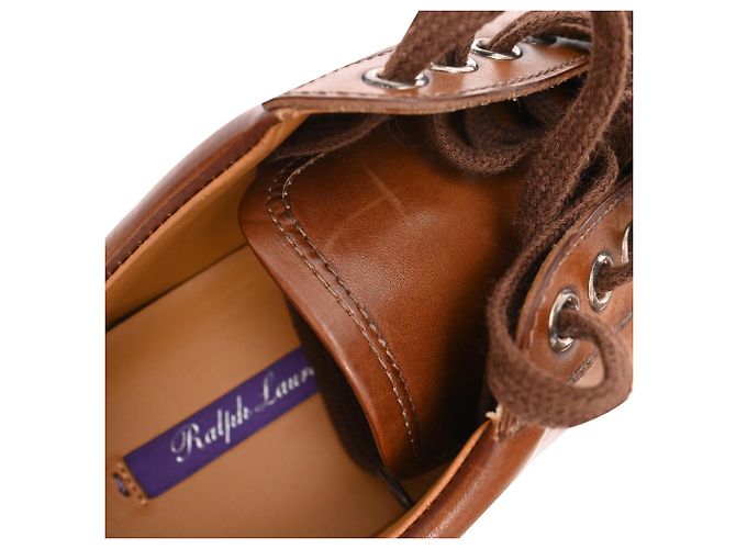 Sneakers basse Ralph Lauren Purple Label in pelle marrone - vista 12