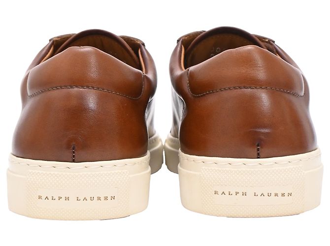 Sneakers basse Ralph Lauren Purple Label in pelle marrone - vista 3