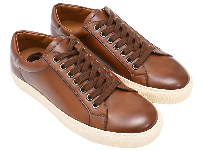 Sneakers basse Ralph Lauren Purple Label in pelle marrone - vista 4