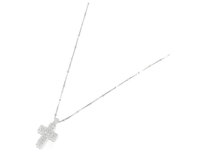 Autre Marque Collana Croce in Oro Bianco Au750 e Diamanti Argento - vista 2