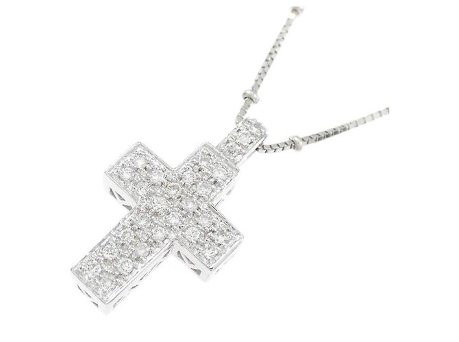 Autre Marque Collana Croce in Oro Bianco Au750 e Diamanti Argento - vista 3