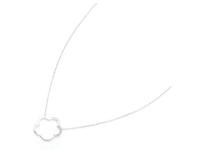 Autre Marque Collana Fiore in Oro Bianco K10 e Diamanti Argento - vista 2