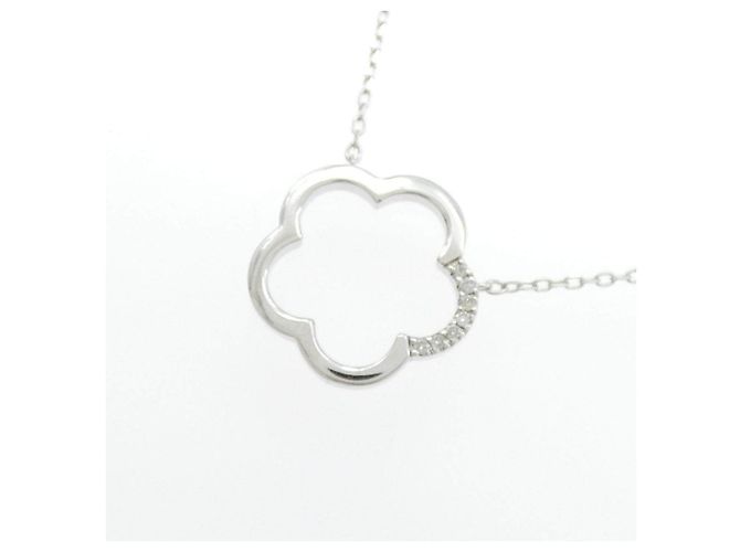 Autre Marque Collana Fiore in Oro Bianco K10 e Diamanti Argento - vista 3
