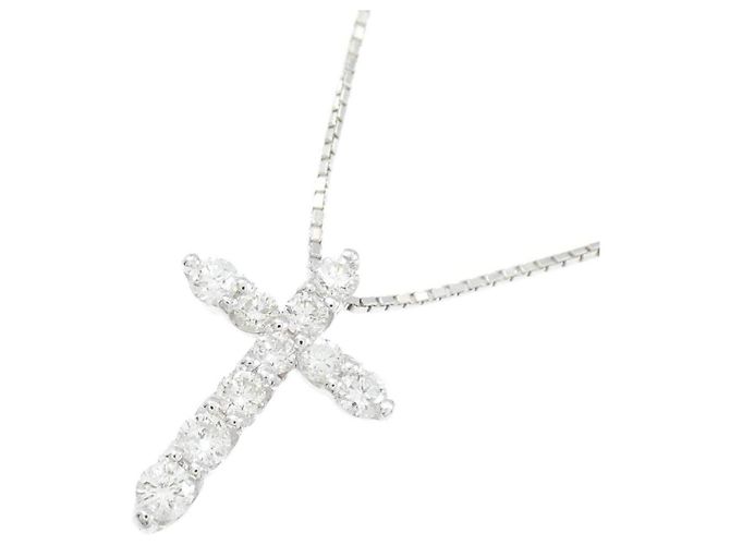 Autre Marque Collana Croce in Diamanti Au750 Argento - vista 3