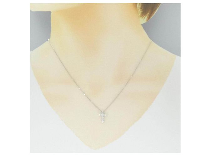 Autre Marque Collana Croce in Diamanti Au750 Argento - vista 6