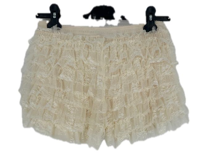 Autre Marque Shorts écru com renda Bege - vista 2