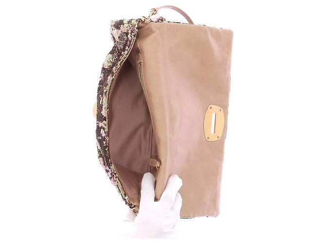 Miu Miu Borsa di paillettes dorata D'oro - vista 6