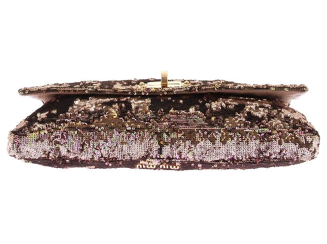 Miu Miu Borsa di paillettes dorata D'oro - vista 7