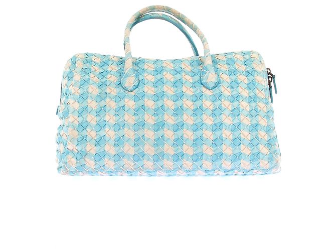 Bottega Veneta Borsa "Intrecciato" blu e bianca - vista 2
