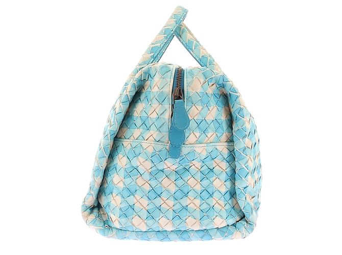 Bottega Veneta Borsa "Intrecciato" blu e bianca - vista 8