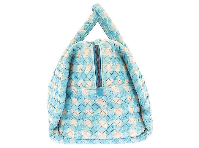 Bottega Veneta Borsa "Intrecciato" blu e bianca - vista 9