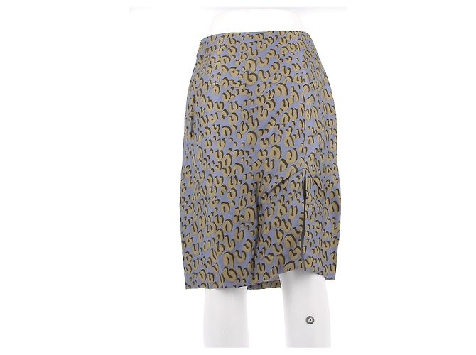 Louis Vuitton Falda azul con estampado de leopardo caqui - vista 2