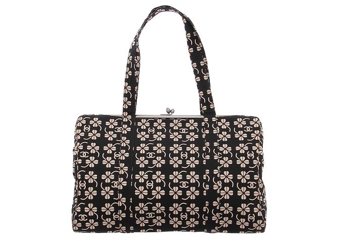 Chanel Borsa a pochette bianca e nera Nero - vista 2