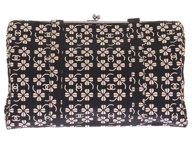 Chanel Borsa a pochette bianca e nera Nero - vista 7
