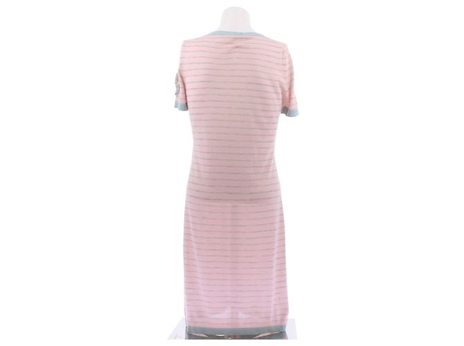 Chanel Rosa gestreiftes Strickkleid aus Kaschmir Pink - Ansicht 2