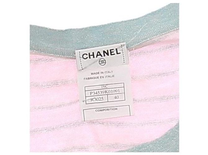 Chanel Rosa gestreiftes Strickkleid aus Kaschmir Pink - Ansicht 5
