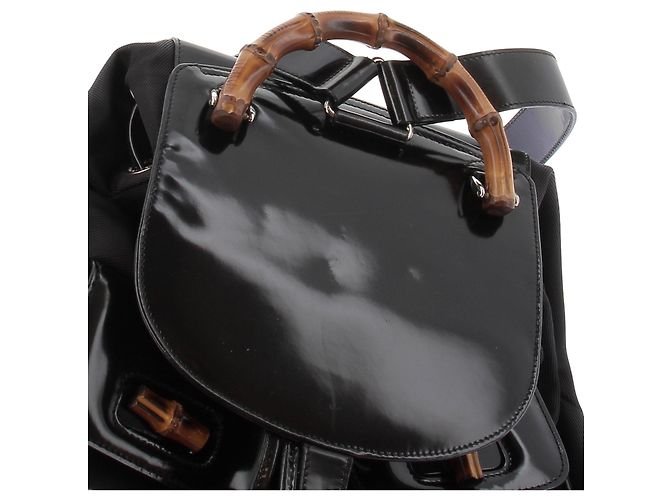 Gucci Zaino "Vintage Bamboo" in pelle verniciata - vista 8