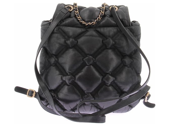 Chanel Mochila de couro acolchoada preta Preto - vista 2