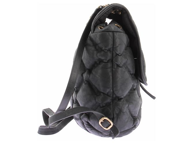 Chanel Mochila de couro acolchoada preta Preto - vista 3