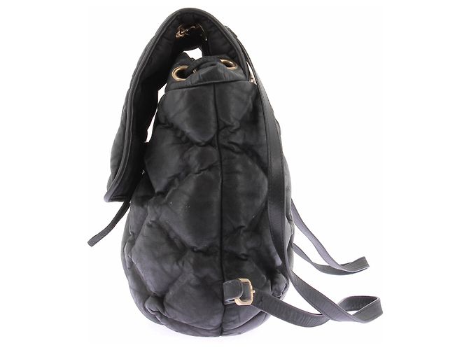 Chanel Mochila de couro acolchoada preta Preto - vista 4