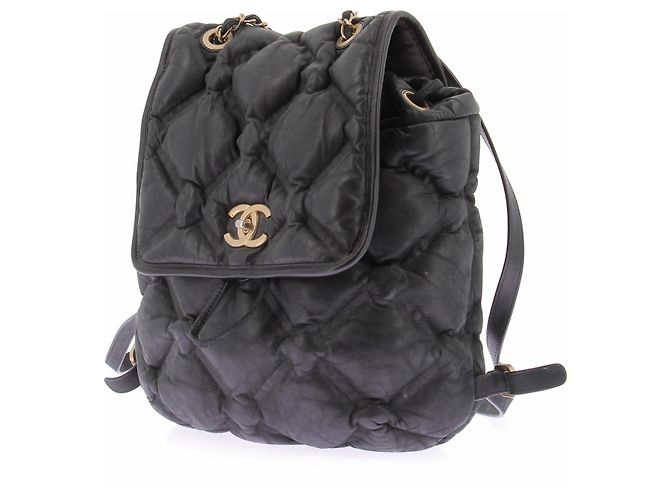 Chanel Mochila de couro acolchoada preta Preto - vista 5