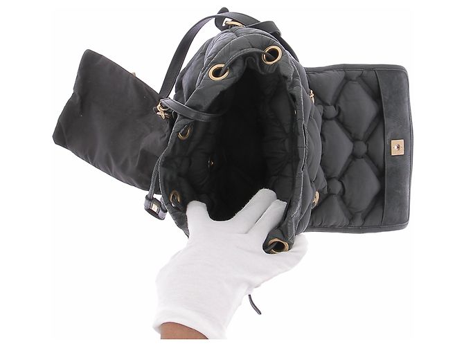Chanel Mochila de couro acolchoada preta Preto - vista 7