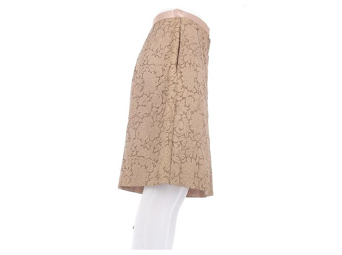 Louis Vuitton Falda de cuero perforado beige - vista 3
