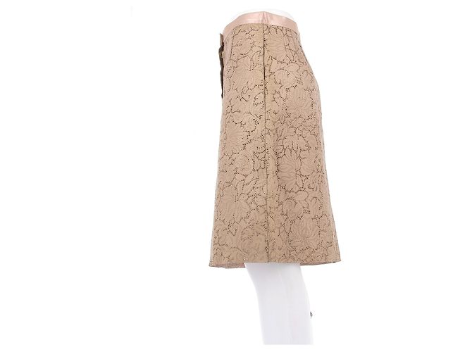 Louis Vuitton Falda de cuero perforado beige - vista 4