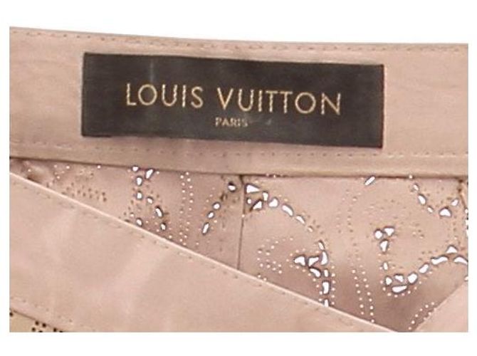 Louis Vuitton Falda de cuero perforado beige - vista 5