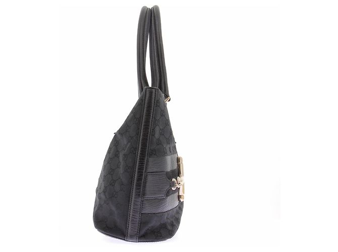 Gucci Borsa "Jackie Horsebit" in pelle e tela nera Nero - vista 3