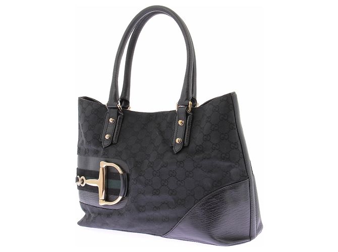 Gucci Borsa "Jackie Horsebit" in pelle e tela nera Nero - vista 5