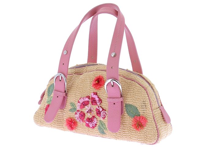 Dior Bestickte Raffia-Handtasche Mehrfarben - Ansicht 4