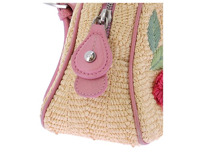 Dior Bestickte Raffia-Handtasche Mehrfarben - Ansicht 8