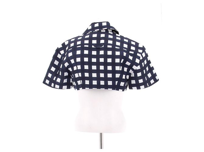 Jacquemus Top corto a cuadros "Le Splash" Azul - vista 2