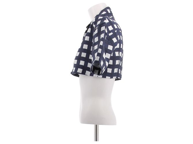 Jacquemus Top corto a cuadros "Le Splash" Azul - vista 4