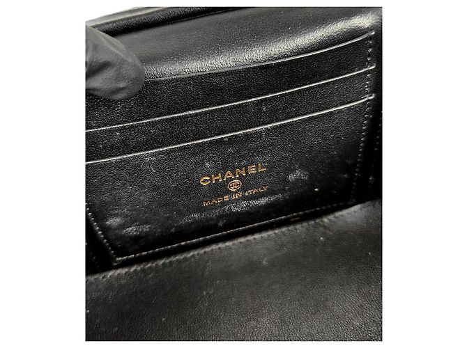 Chanel Vanity Chain Tote Bag aus schwarzem Lammleder - Ansicht 10