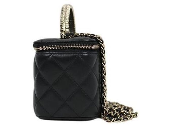 Chanel Vanity Chain Tote Bag aus schwarzem Lammleder - Ansicht 2