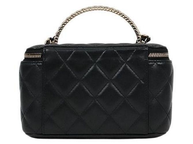 Chanel Vanity Chain Tote Bag aus schwarzem Lammleder - Ansicht 3