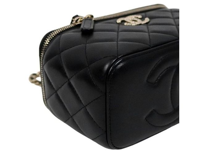 Chanel Vanity Chain Tote Bag aus schwarzem Lammleder - Ansicht 5