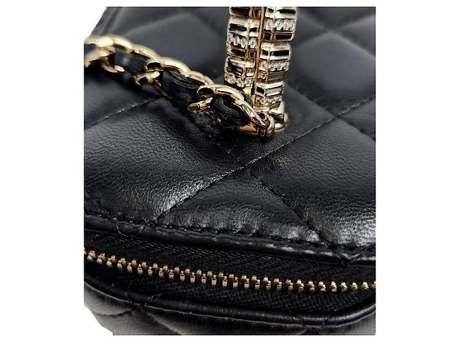 Chanel Vanity Chain Tote Bag aus schwarzem Lammleder - Ansicht 8
