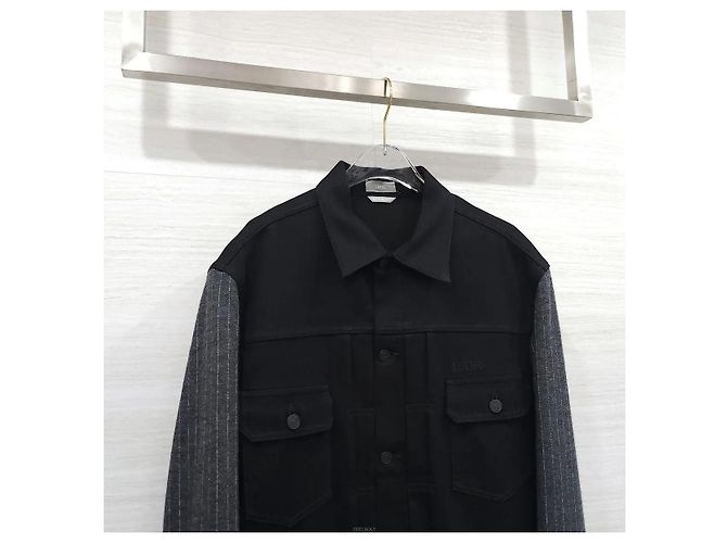 Dior Gestreifte Denimjacke Schwarz - Ansicht 3