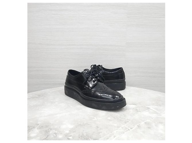 Prada Scarpe Derby in pelle spazzolata Nero - vista 4